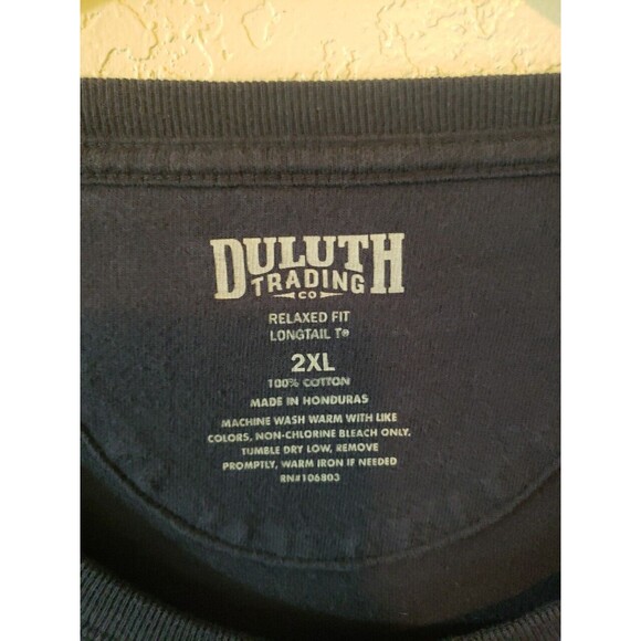 Duluth Trading Mens Longtail Tshirt Navy Sz 2XL 100% Cotton - Picture 2 of 7